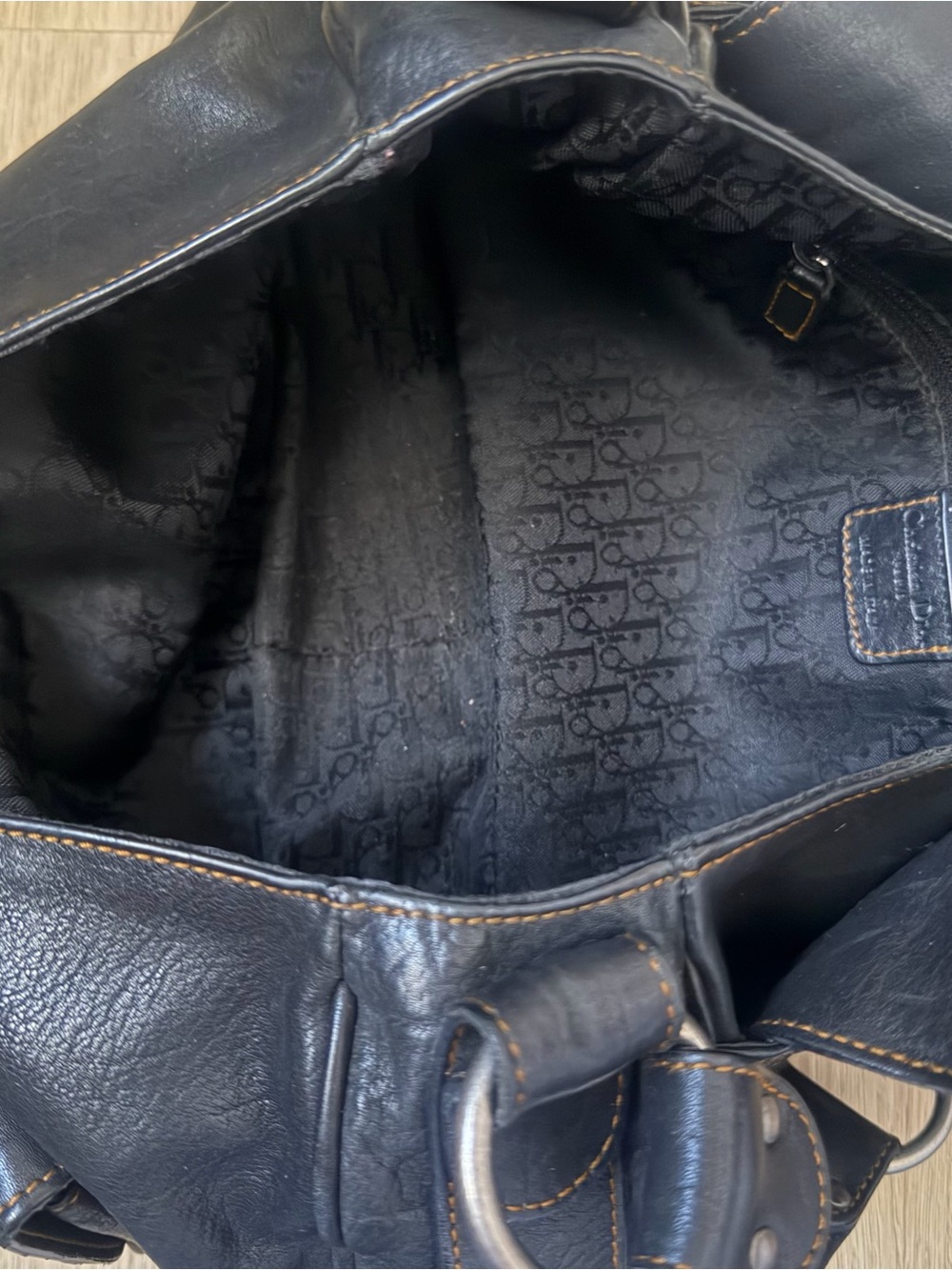 Vintage Christian Dior Black Gaucho Double Saddle Bag wi/ Silver Buckles + Coin - Picture 16 of 16